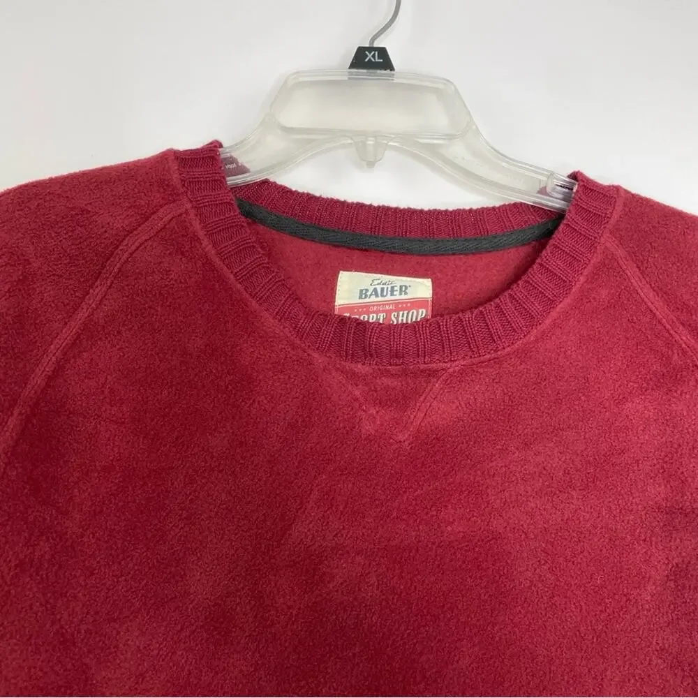 Eddie Bauer Sport Shop fleece pullover sweater crew neck maroon size Large - Picture 2 of 10